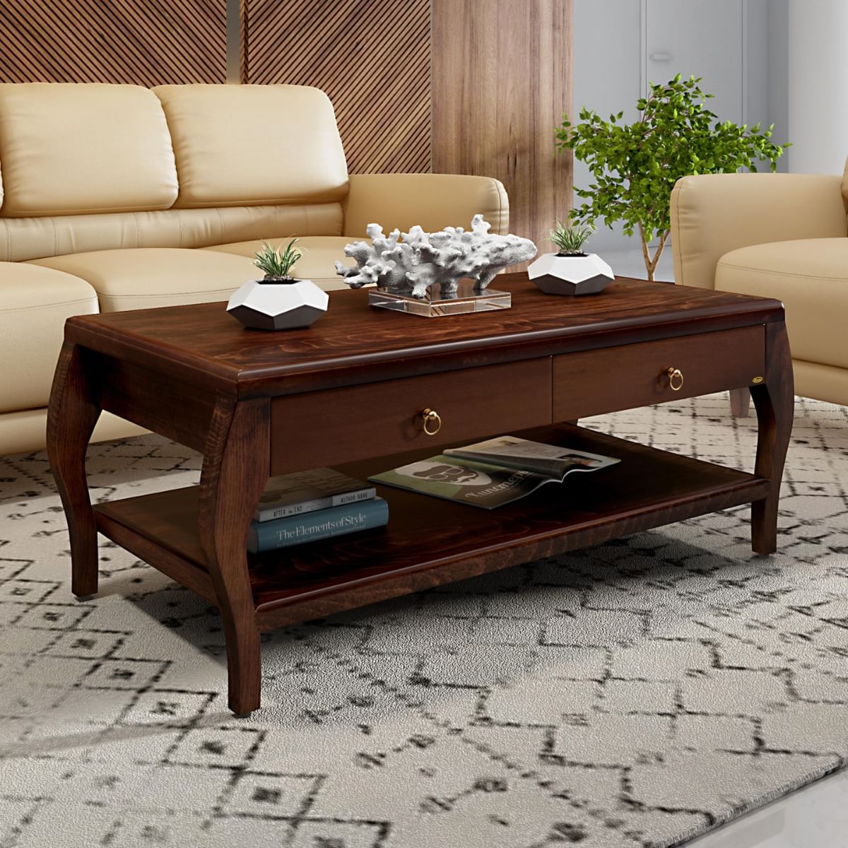 Reagan Brown Veneer Coffee Table by Durian (REAGAN/CT)
