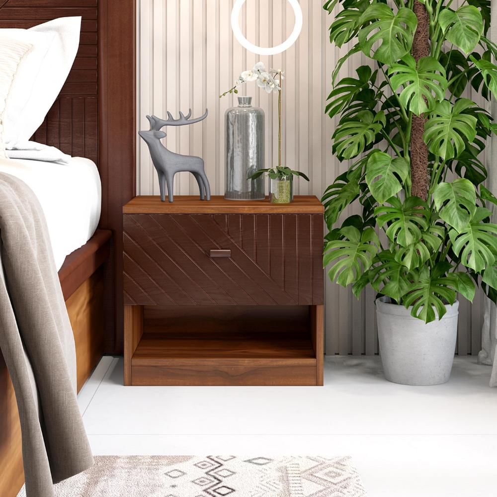 Rebecca Brown Engineered Wood, Veneer Bed Side Table by Durian (REBECCA/NT)