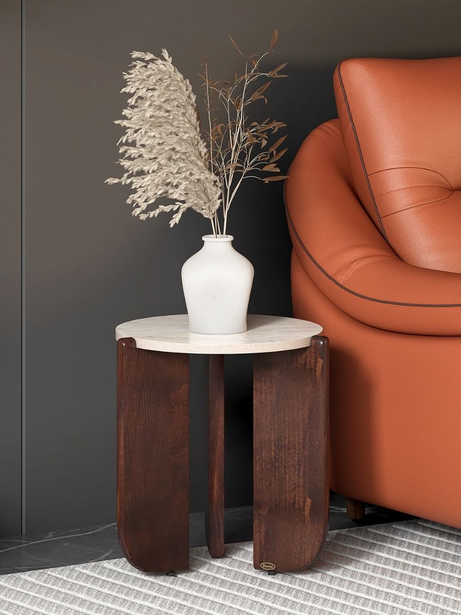 Russet White Engineered Wood Side Table by Durian (RUSSET/ST)