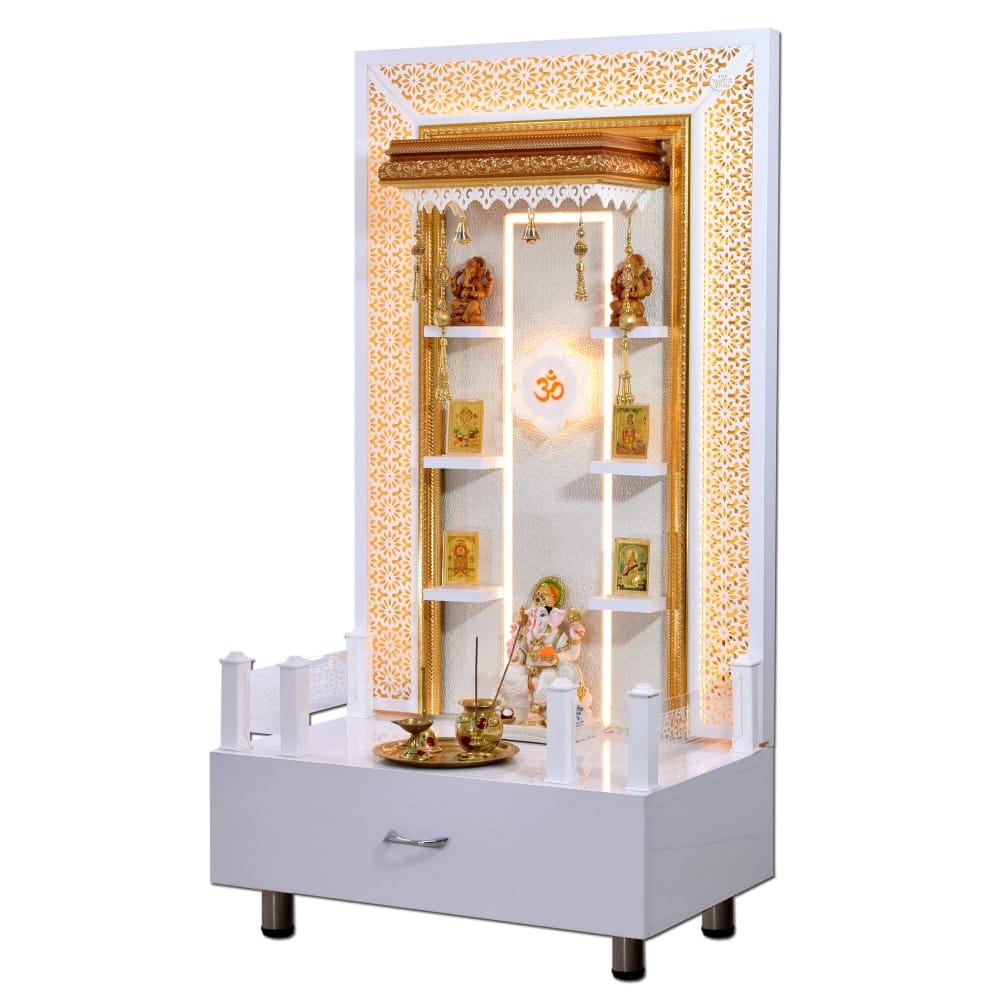 Home Temple With LED Lights - The Mandir Store (MWD-14-108-348-573018, Suyash)