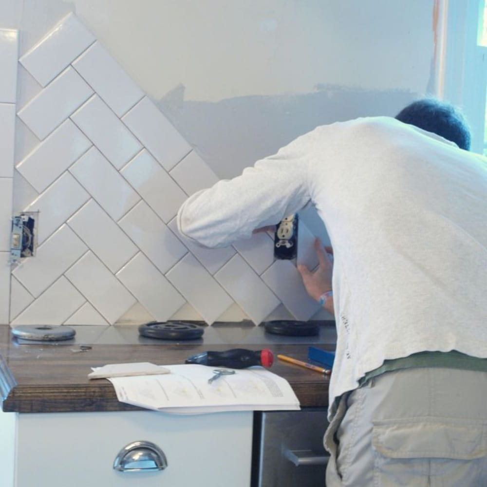 Wall Dado Tile Installation: Tile Size 1'x1' to 2'x2'.(Exc. Supply of Tiles)