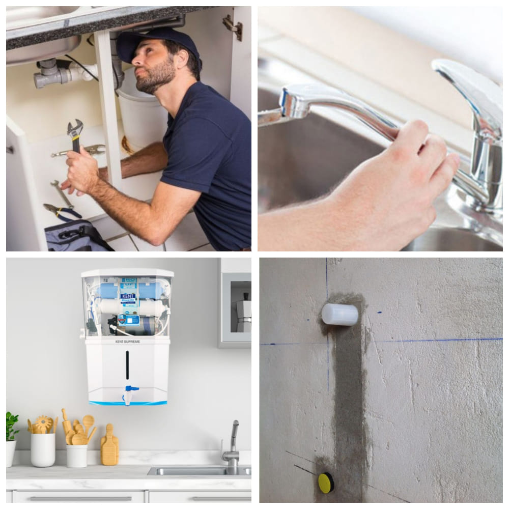 Kitchen Plumbing Package: Creation of Aquaguard point, Shifting of Inlet and Outlet Point (less than 3 MTR), Fixing of Tap/Faucet.(Exc. Supply of Tiles, Granite and Sanitary Fixtures)