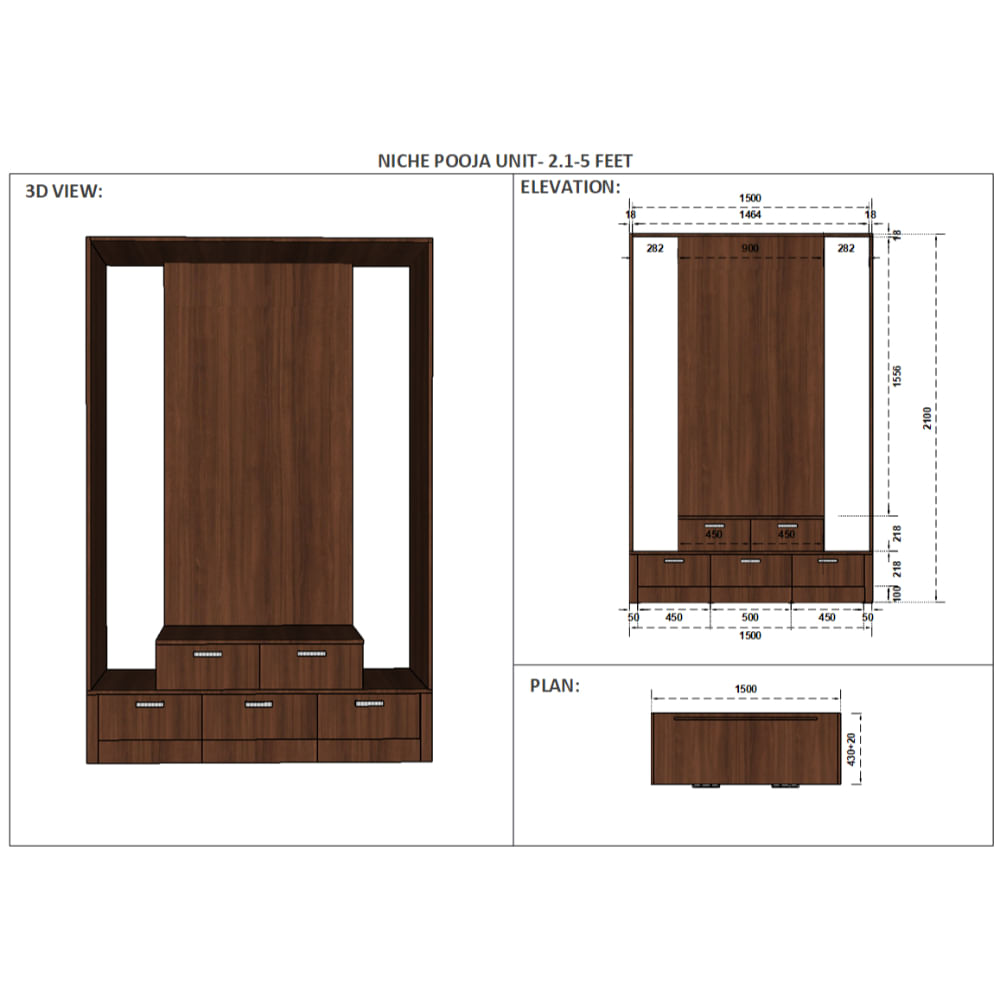 Niche Puja Unit - Design 2.2 (5ft)