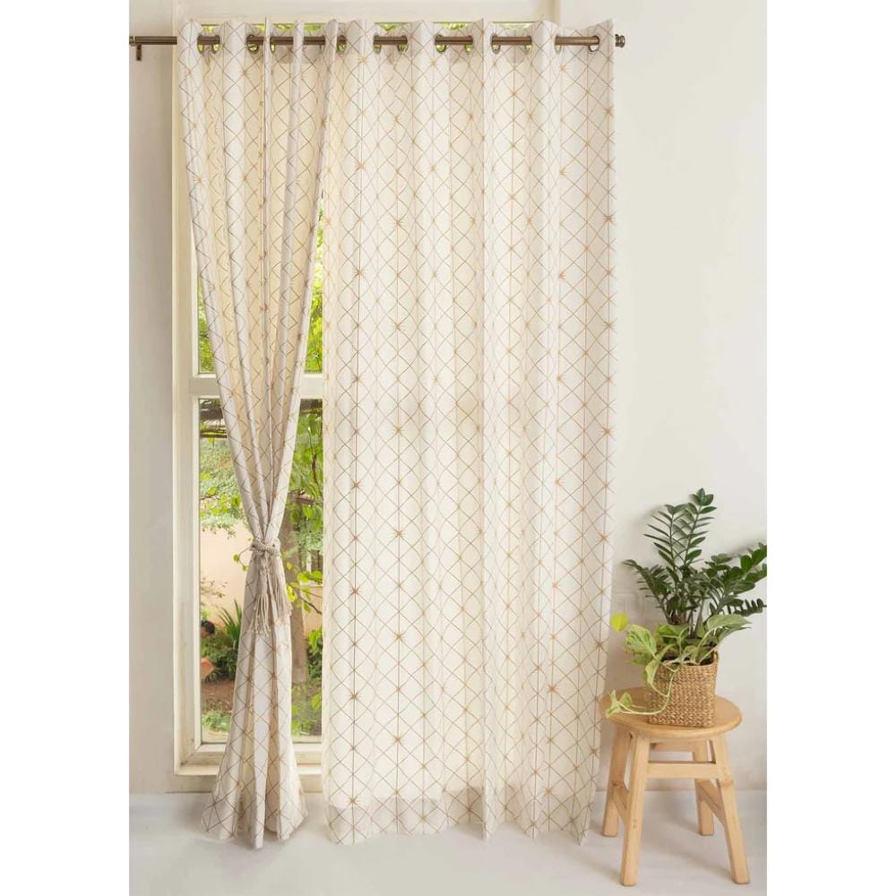 TYD Readymade Eyelet Curtain: Stardust Pale Gold