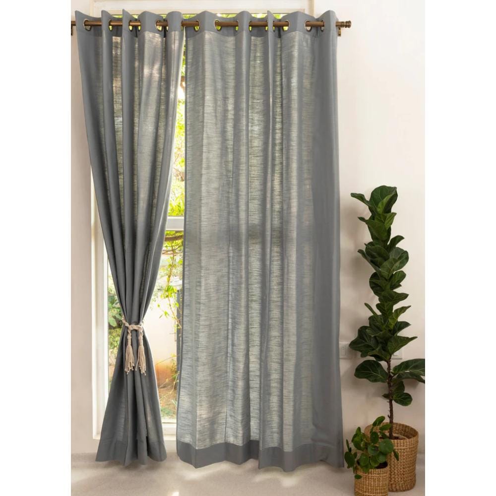 TYD Readymade Eyelet Curtain: Ultimate Grey Solid