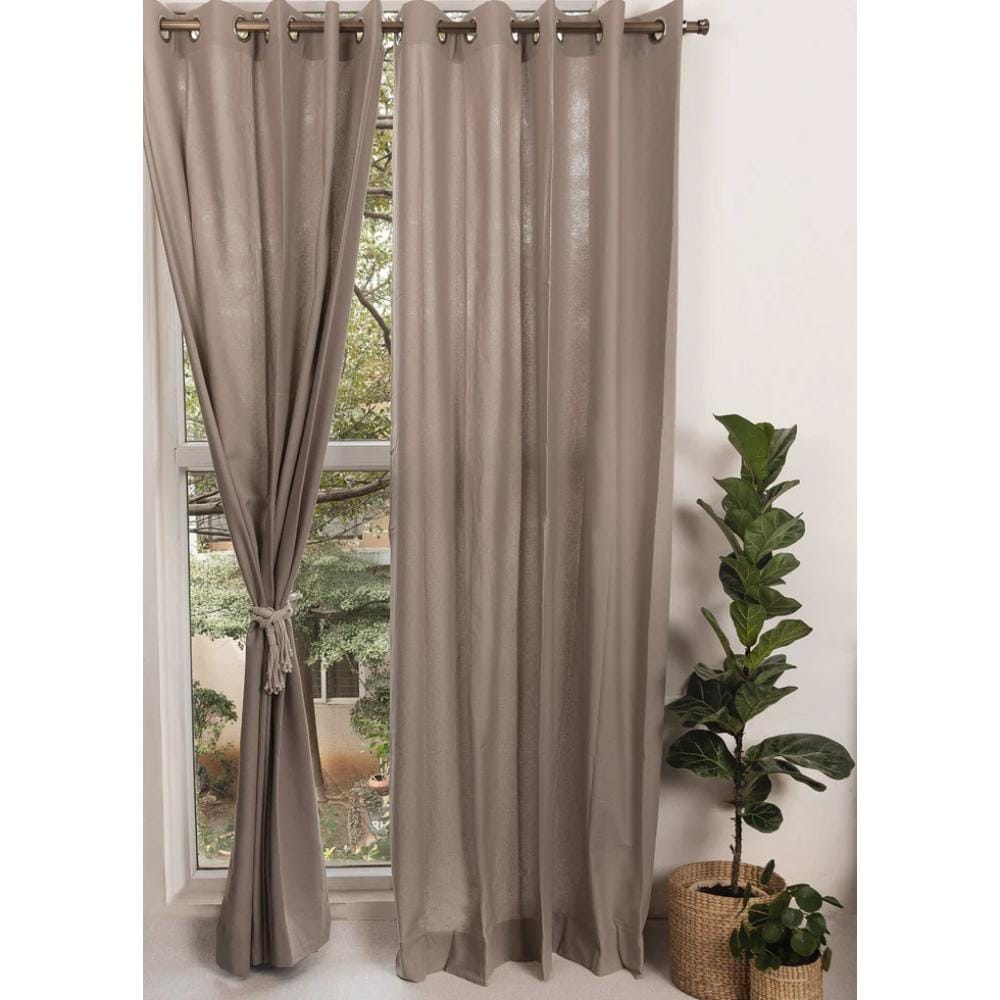 TYD Readymade Eyelet Curtain: Walnut Grey Solid