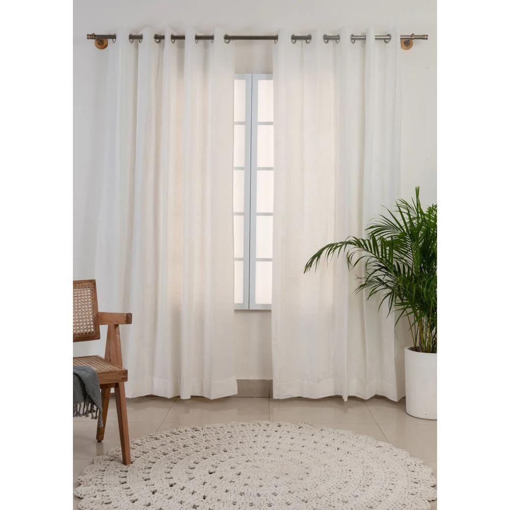 TYD Readymade Eyelet Curtain: Warm White Solid