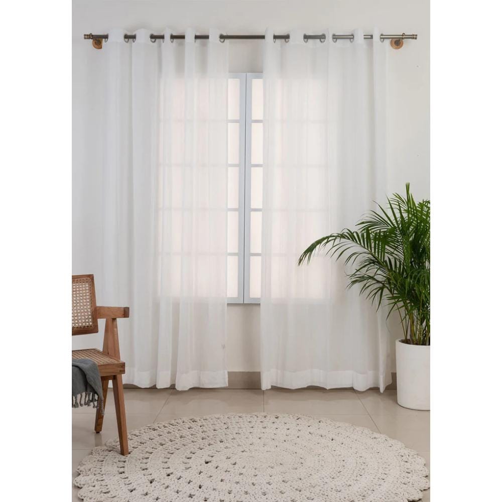 TYD Readymade Eyelet Curtain: White Solid sheer