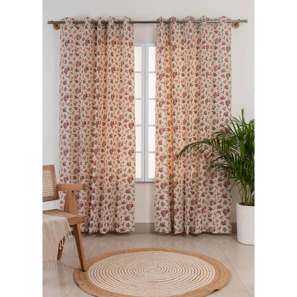 TYD Readymade Eyelet Curtain: Wild Roses